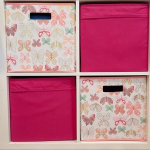 Four Set Fabric Cube Storage Bin